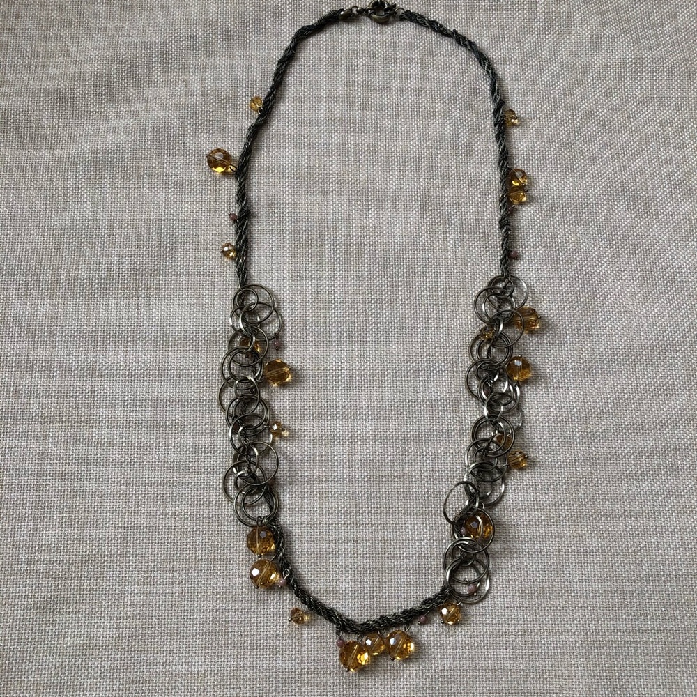 Talbots Hoop Rope & Bead Statement Necklace
